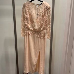 Elisabetta Franchi long sleeve pink lace dress size 44